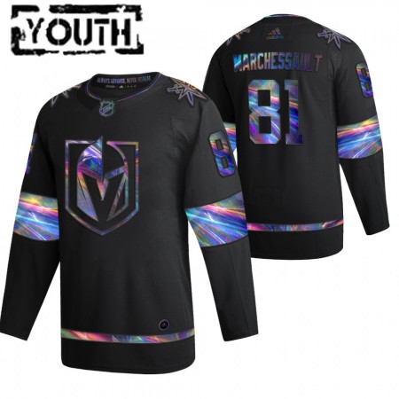 Vegas Golden Knights Jonathan Marchessault 81 2021-22 Iriserend holografisch Zwart Authentic Shirt - Kinderen